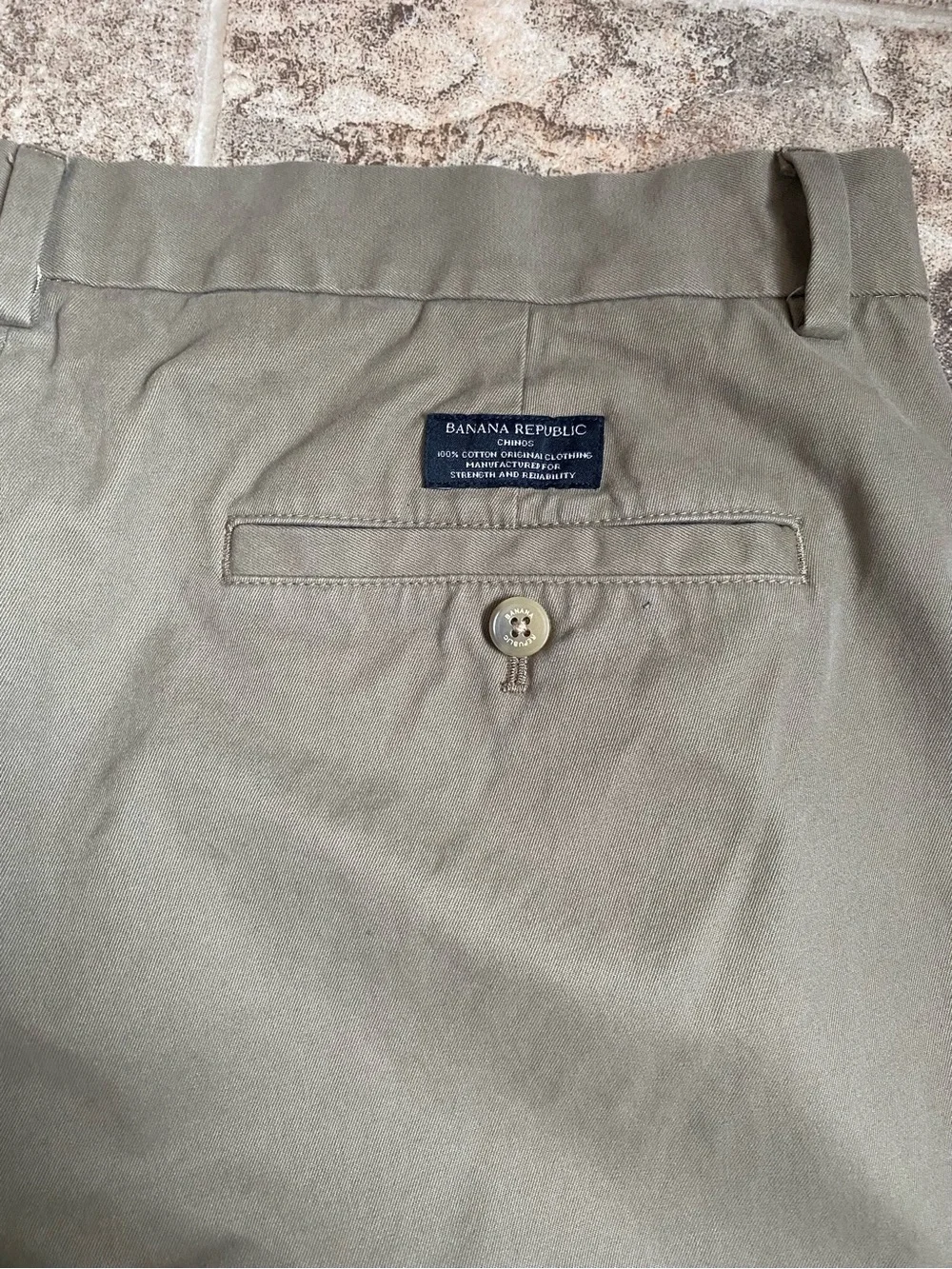 Banana Republic Aiden Chino Pants Mens 36x30 Khaki 100% Cotton Classic Fit